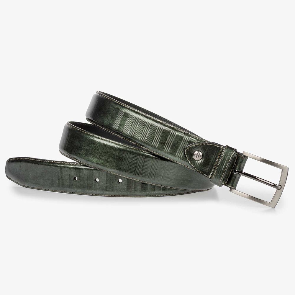 Green Premium patent leather belt