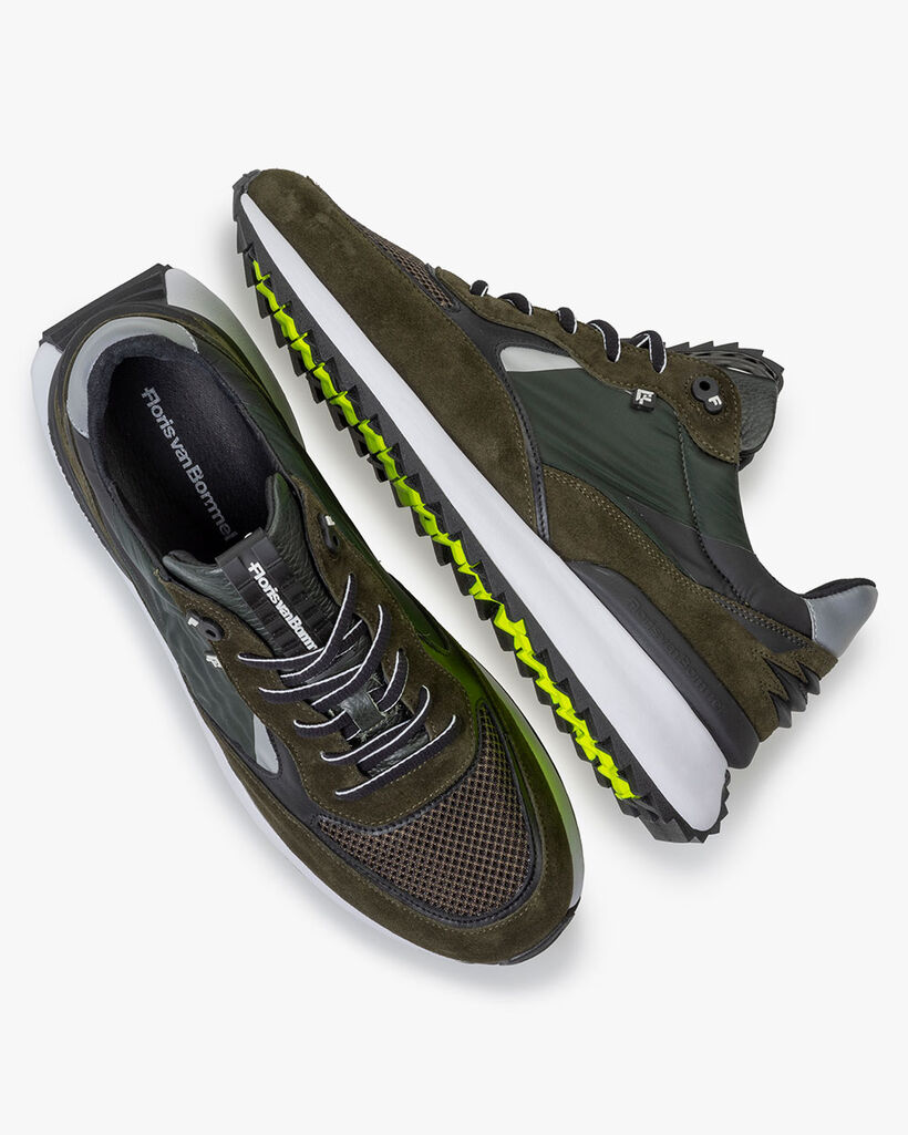 Sharki sneaker su&egrave;de donkergroen