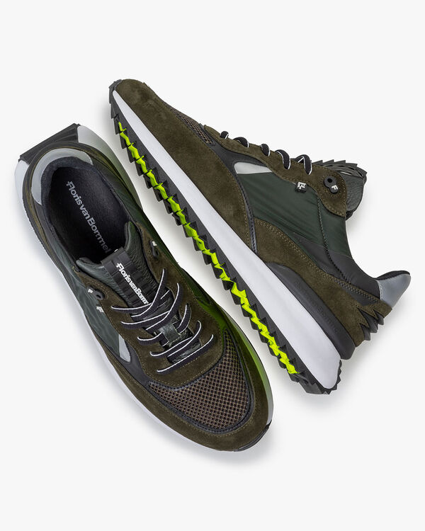 Sharki sneaker su&egrave;de donkergroen