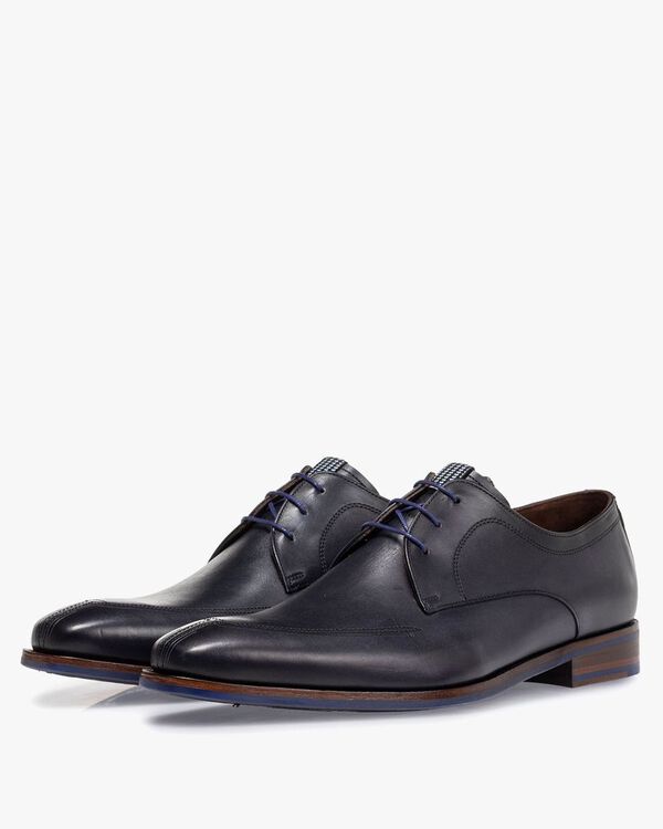 Lace shoe dark blue calf leather