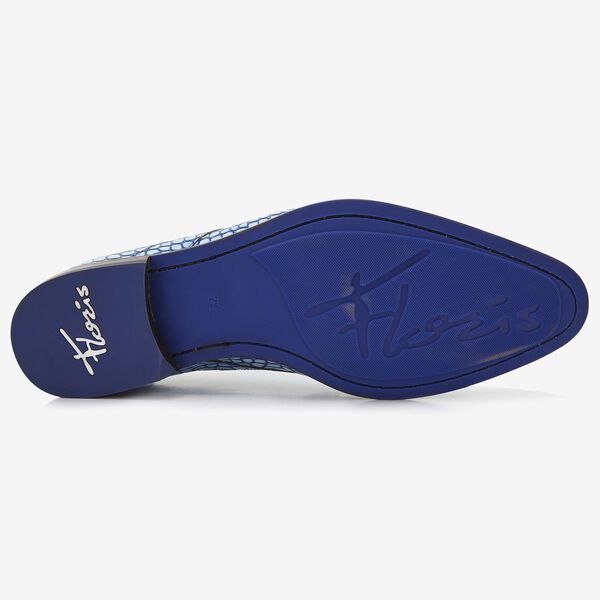 Floris van Bommel light blue crocodile print men's lace-up shoe