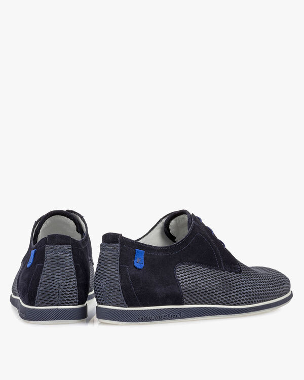 Veterschoen geprint su&egrave;de blauw