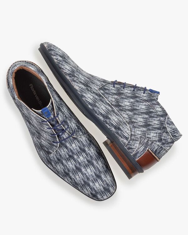 Boot nubuck leather black/white