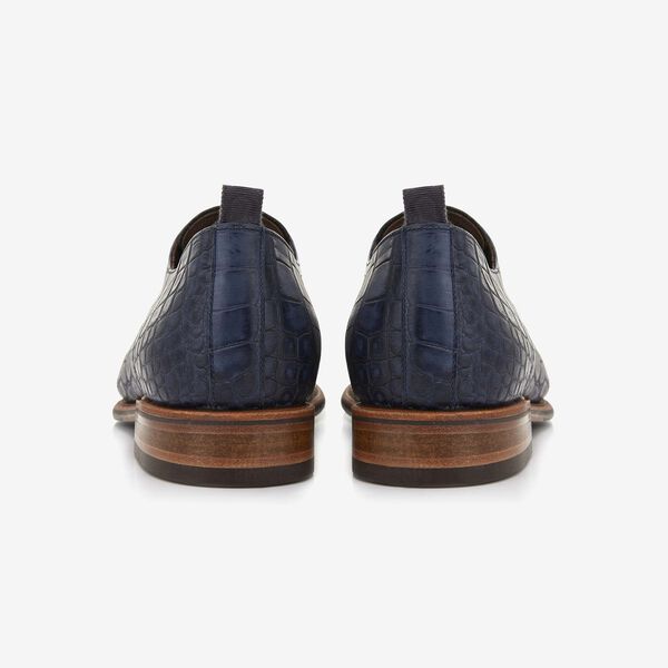 Floris van Bommel dark blue crocodile print men's lace-up shoe