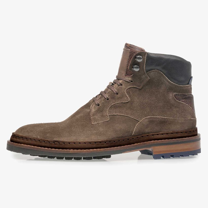 Suède veterboot donker taupe