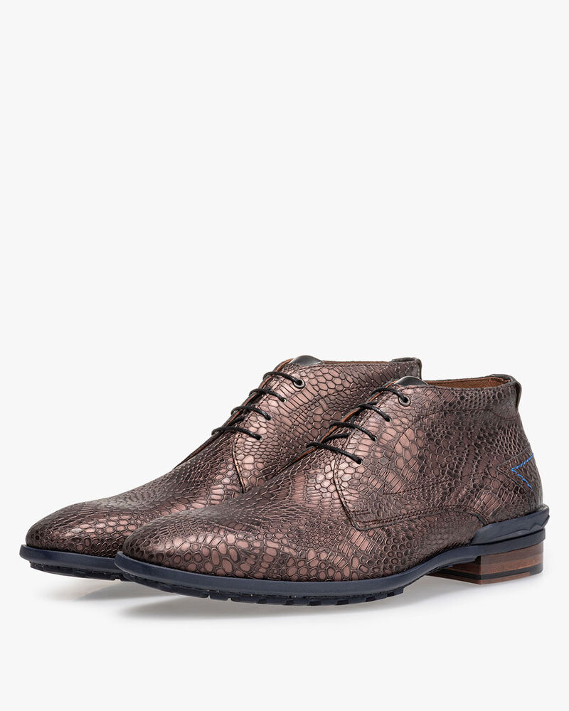 Veterboot metallic print donkerrood