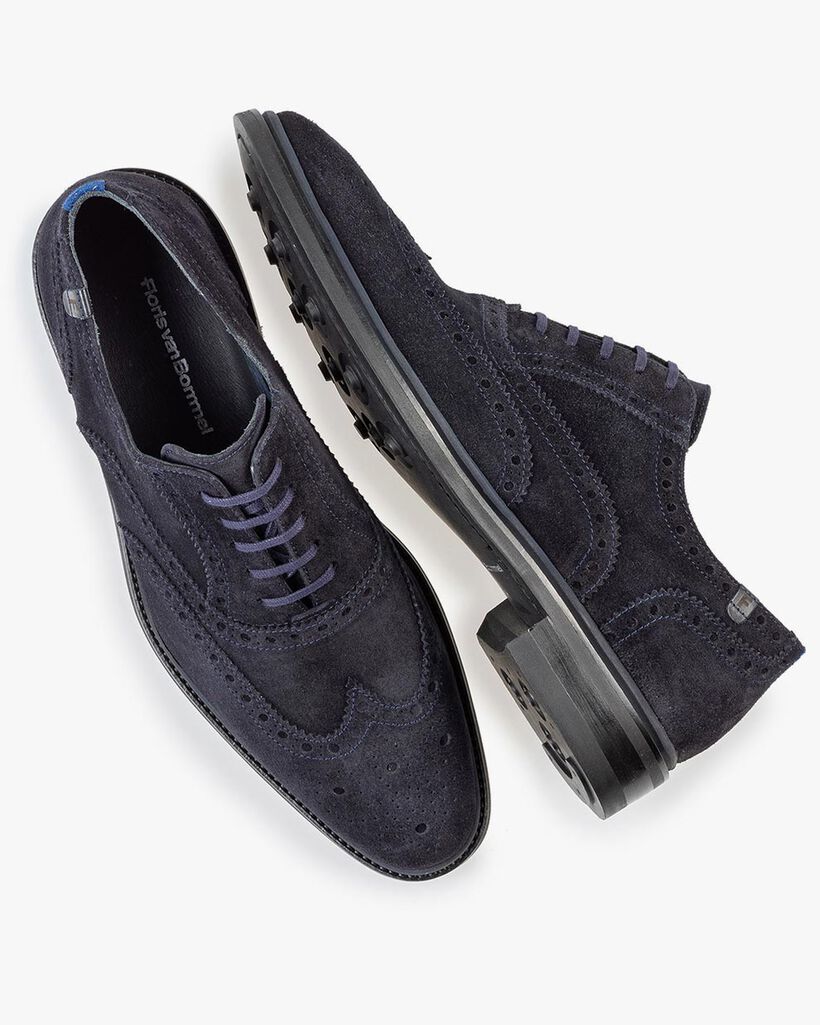 Brogue suede leather dark blue