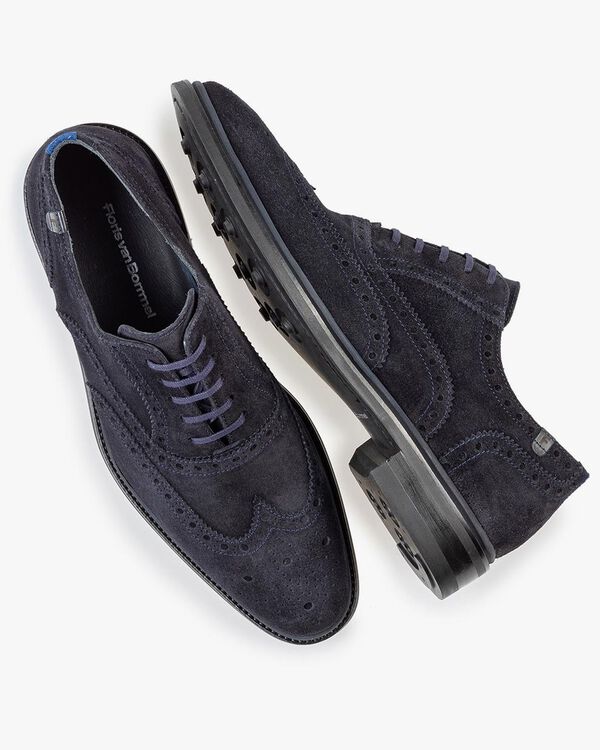 Brogue suede leather dark blue