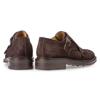 Bruine su&egrave;de dubbele gespschoen