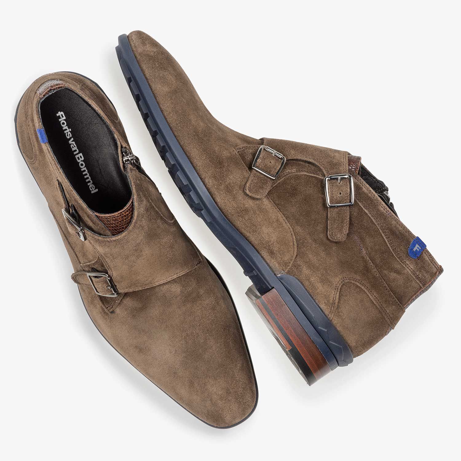 Suede gespschoen taupe 10630 00 Floris van Bommel Official