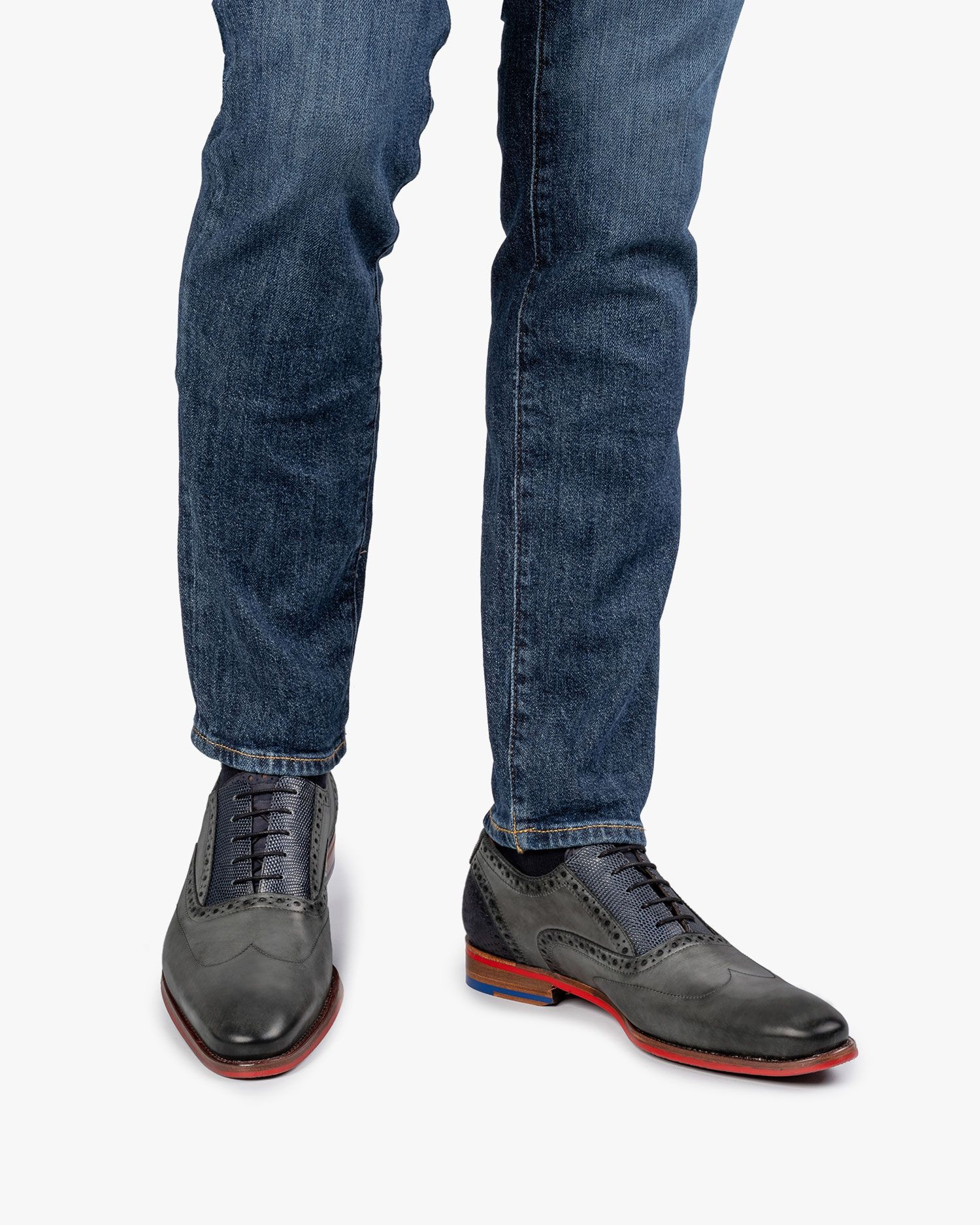 Veterschoen kalfsleer grijs SFM-30229-31-01 | Floris van Bommel®