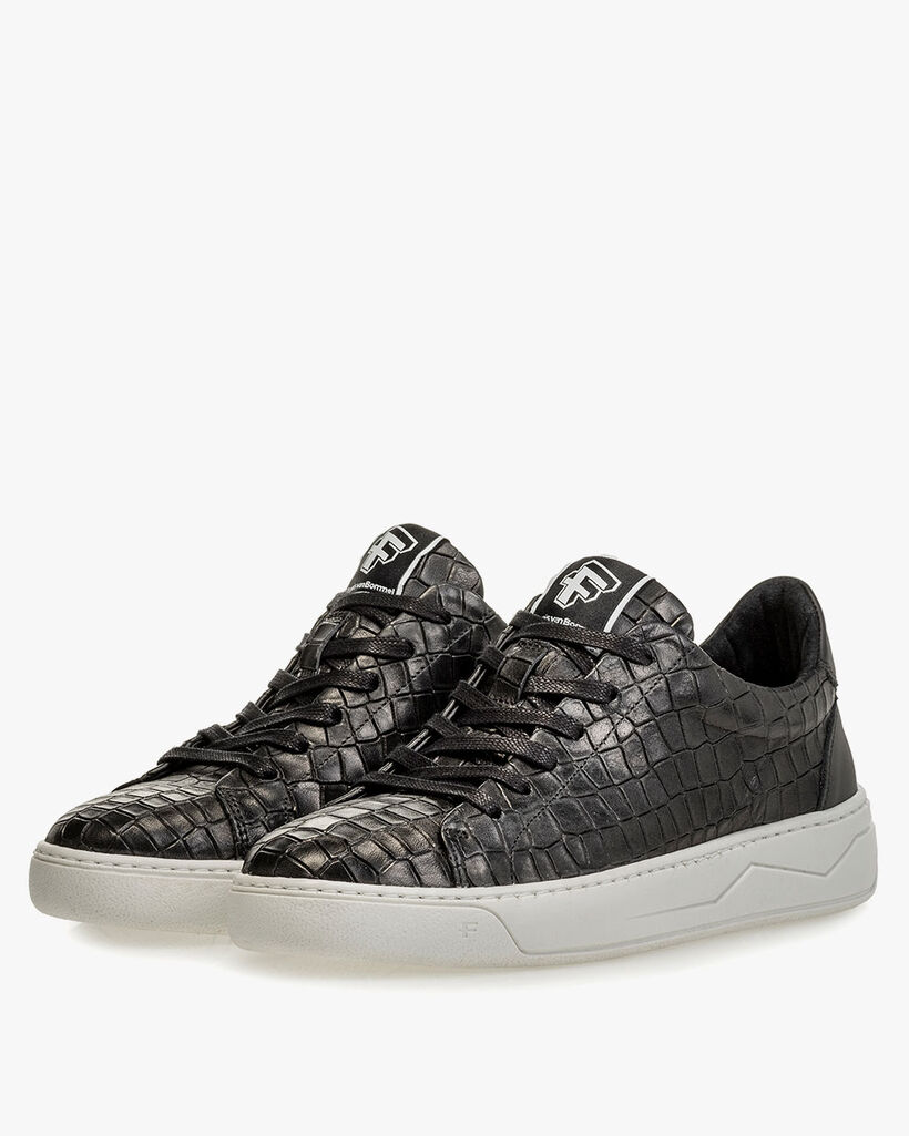 Sneaker reptielenprint zwart