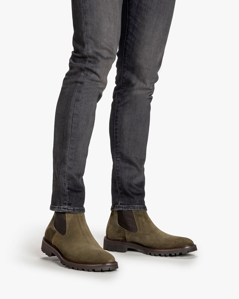 Chelsea boot su&egrave;de donkergroen