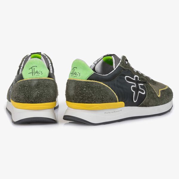 Green-yellow suede leather sneaker