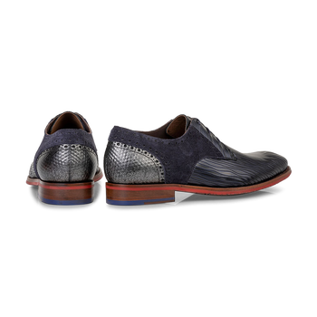 Veterschoen metallicprint donkerblauw