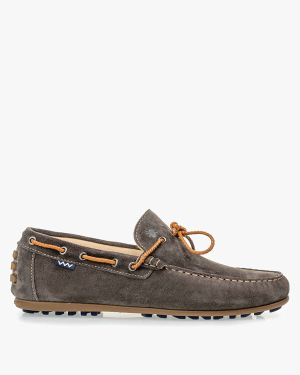 Moccasin suede leather dark grey