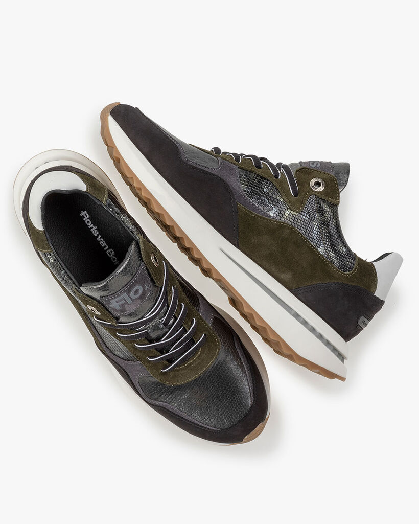 Sneaker su&egrave;de donkergroen