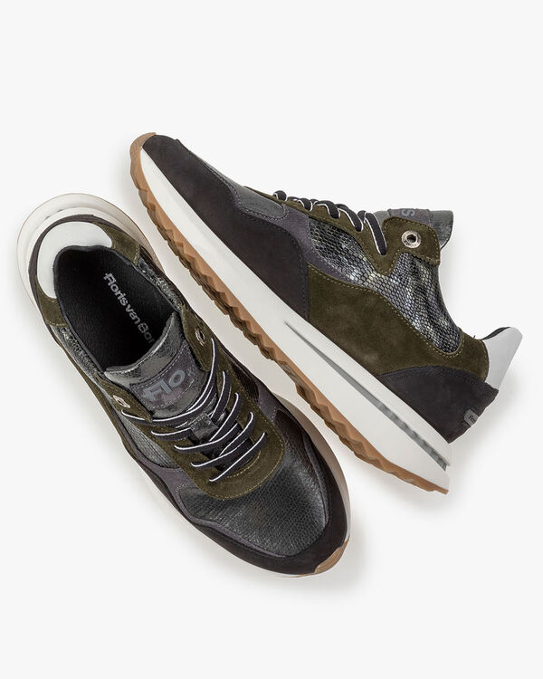 Sneaker su&egrave;de donkergroen