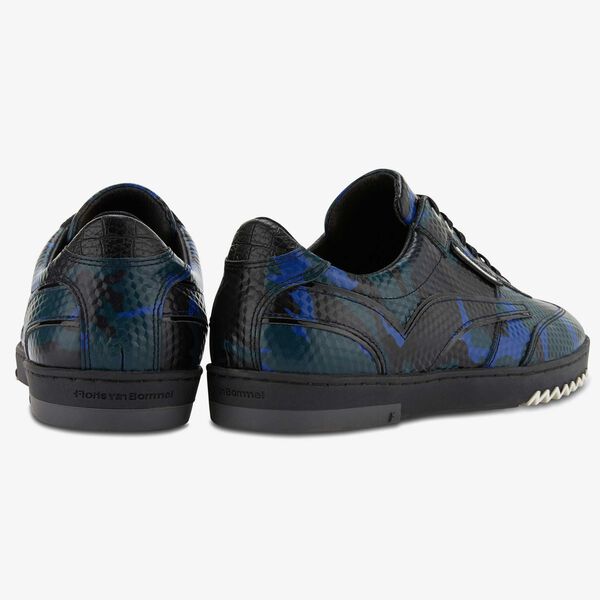 Floris van Bommel zwarte leren snakeprint heren sneaker