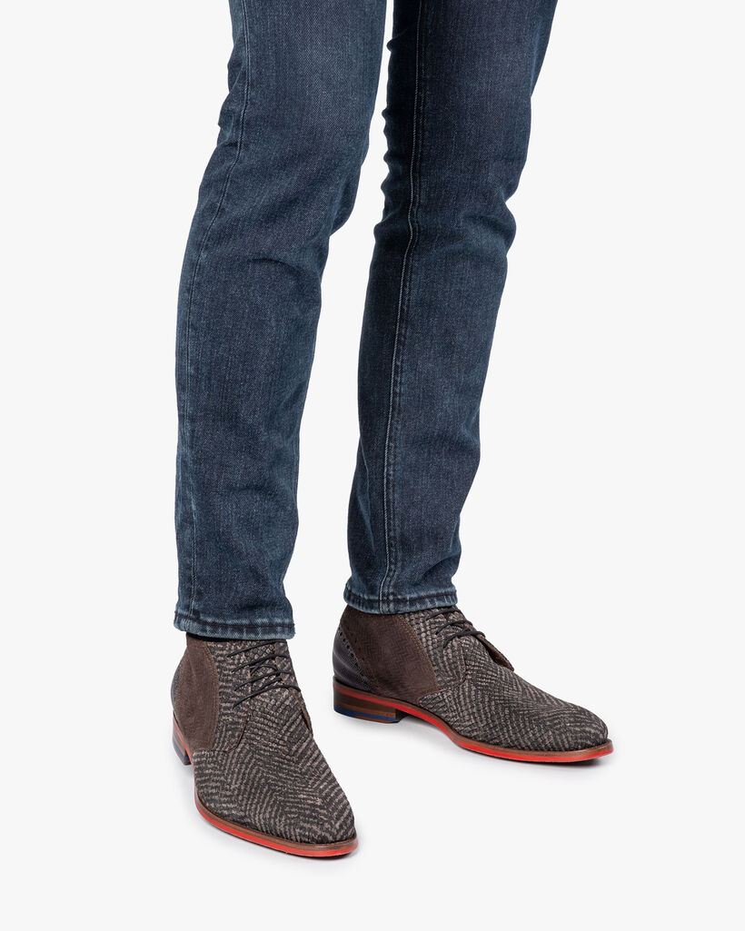 Lace boot grey with print