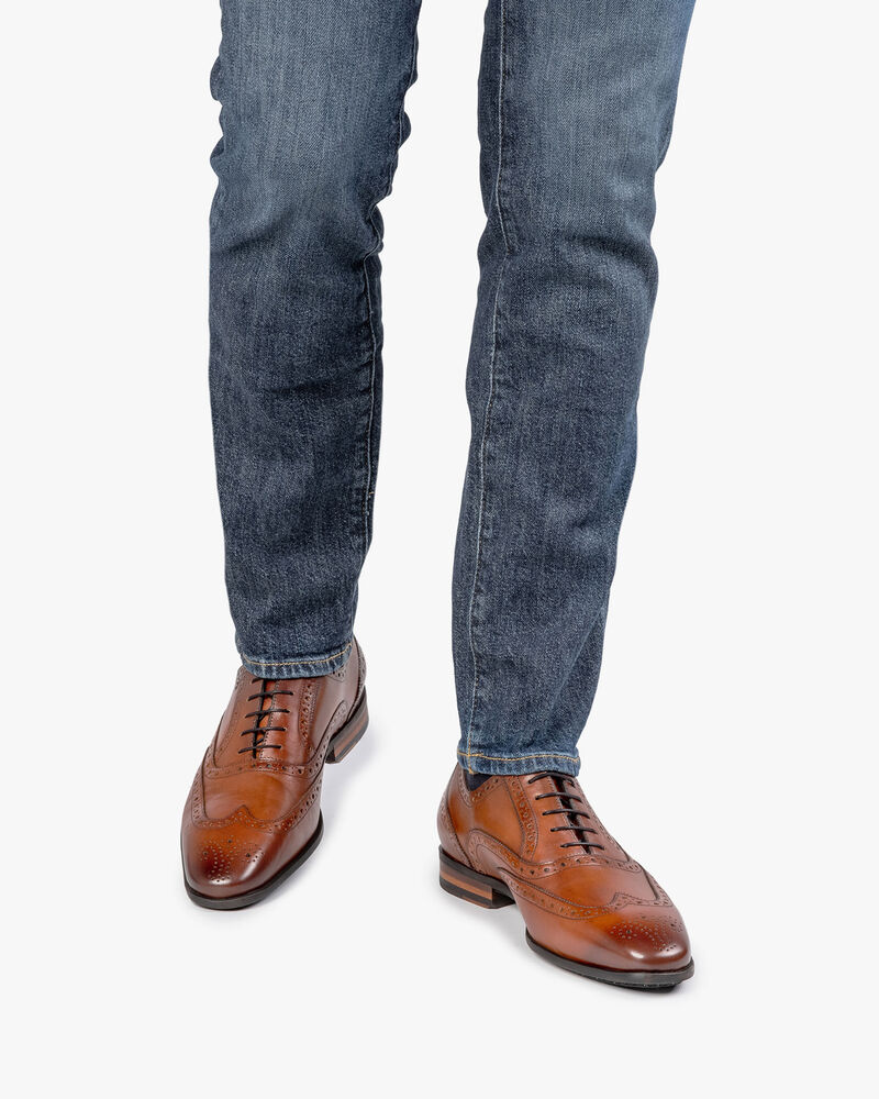 Kalfsleren brogue cognac
