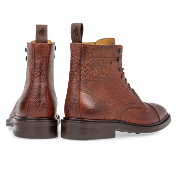 Boot leather with print cognac