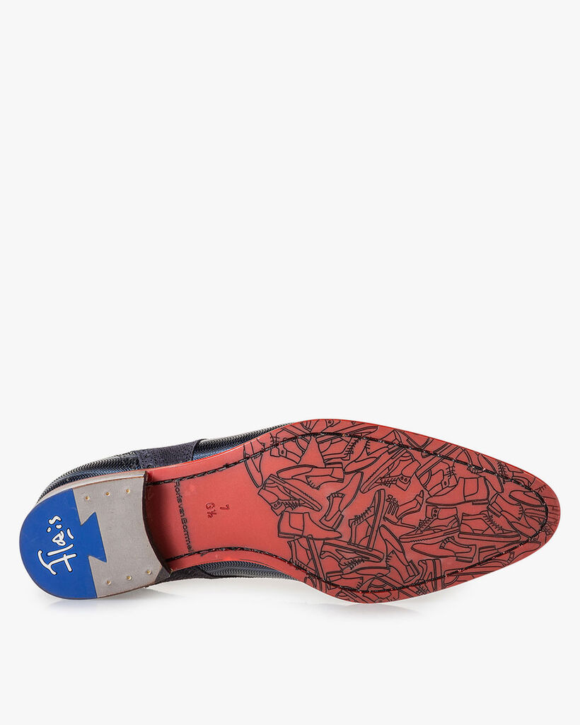 Veterschoen metallic blauw