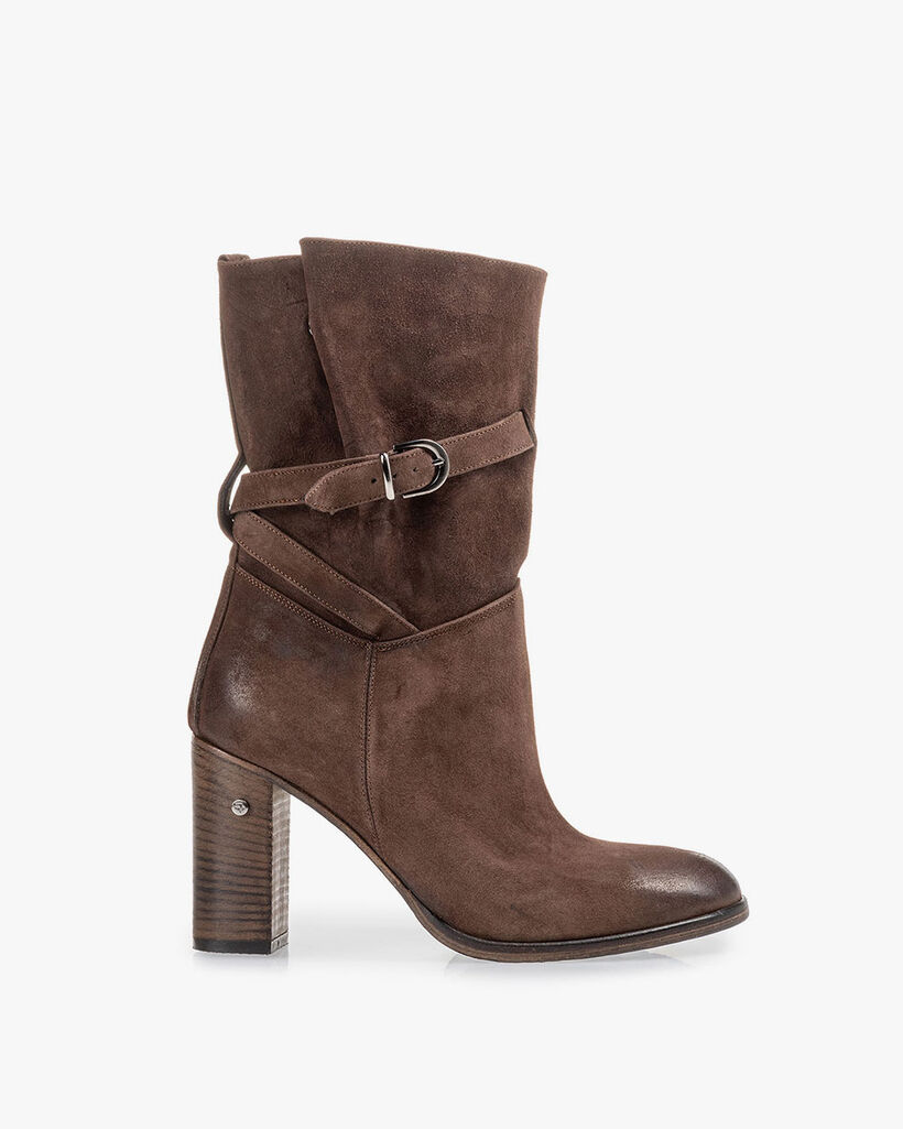 Mid-high boot suede leather brown