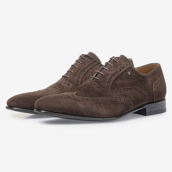 Dark brown suede leather brogue