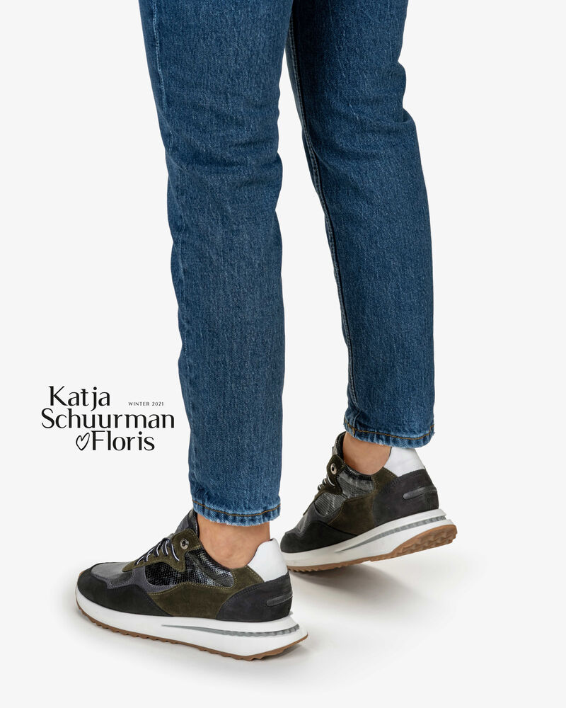 Sneaker su&egrave;de donkergroen