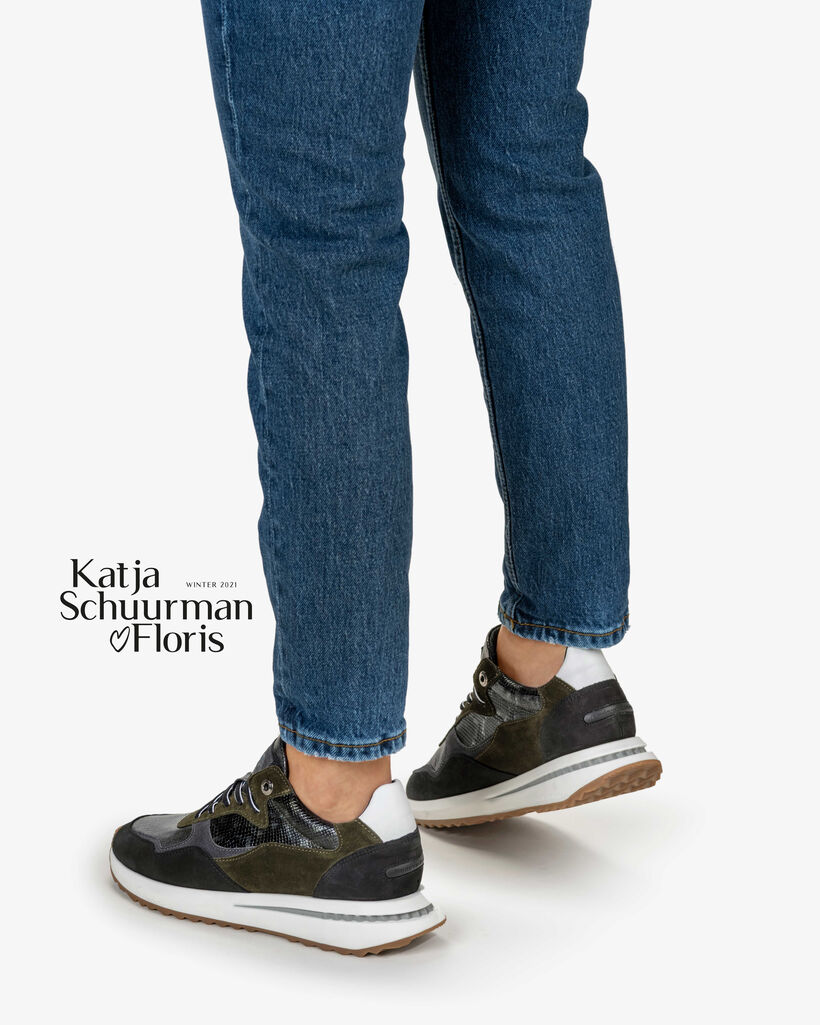 Sneaker su&egrave;de donkergroen