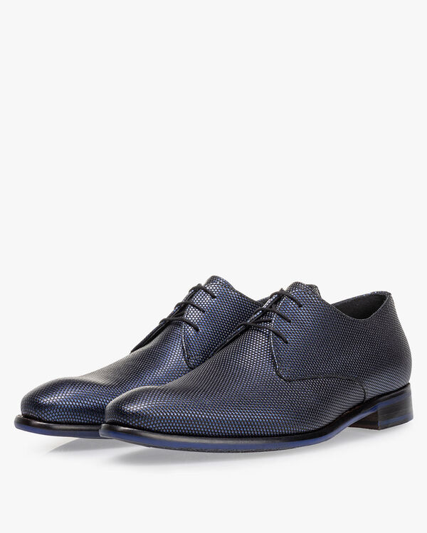 Lace shoe metallic print dark blue