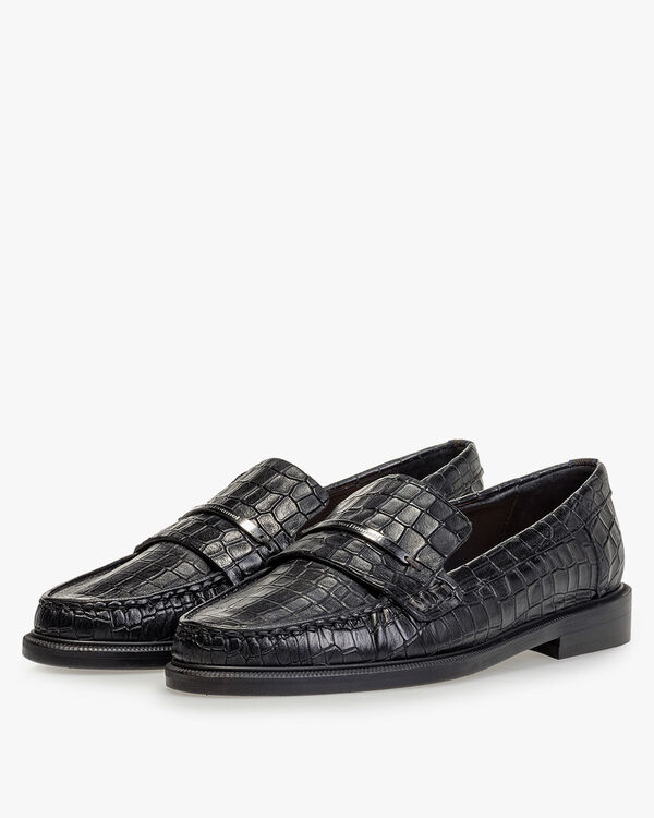 Loafer reptile print black