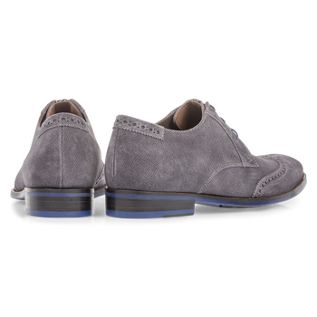 Dark grey suede leather lace shoe with print