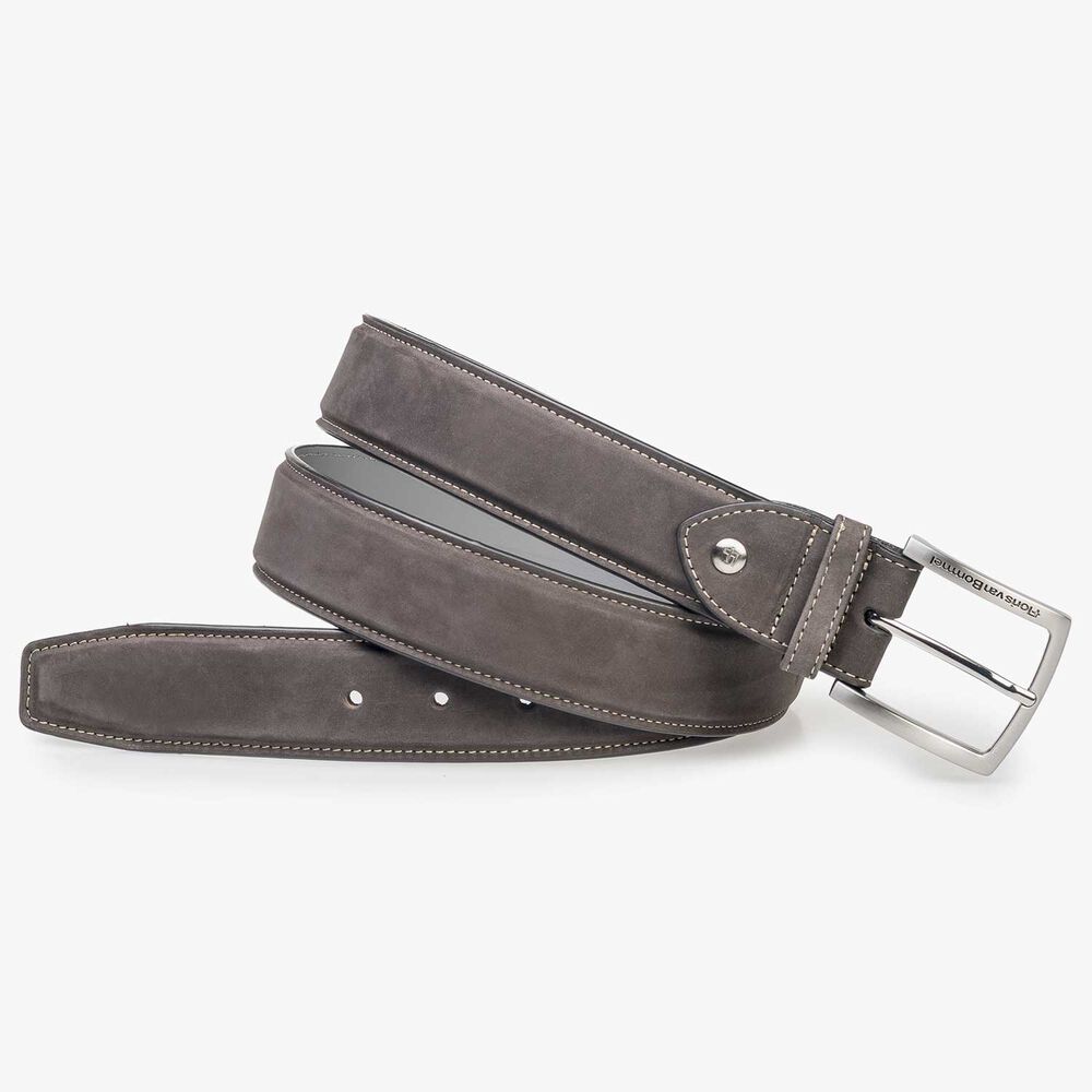 Dark grey nubuck leather belt