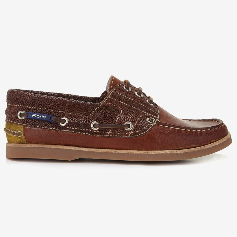 Floris van Bommel cognac leather men's boating shoe