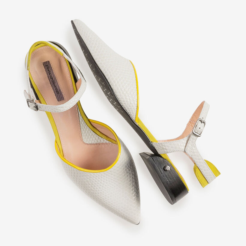 Off-white leather sandals with print