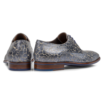 Veterschoen blauw metallic print