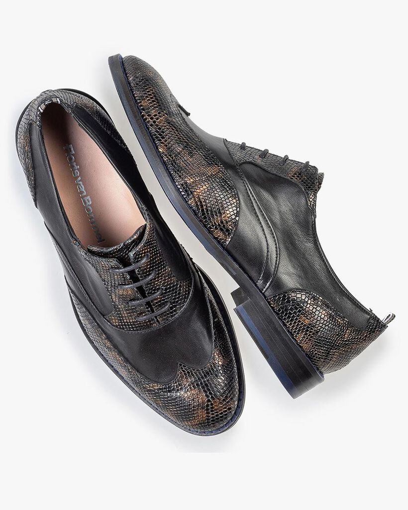 Veterschoen crocoprint koper