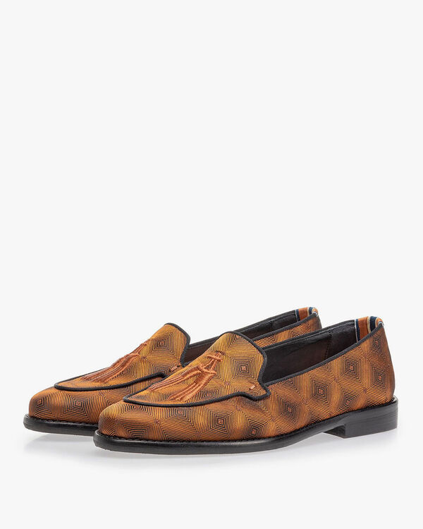Loafer brown textile with print
