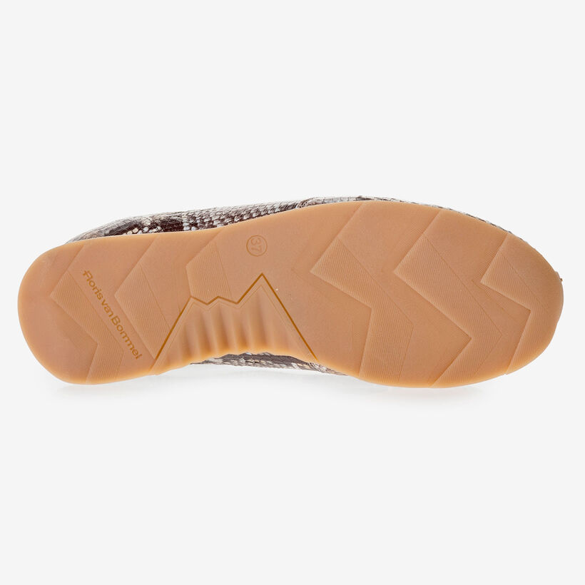 Bruin/witte sneaker snakeprint