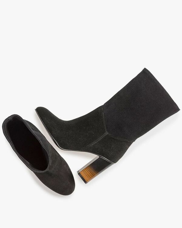 Black suede leather boots