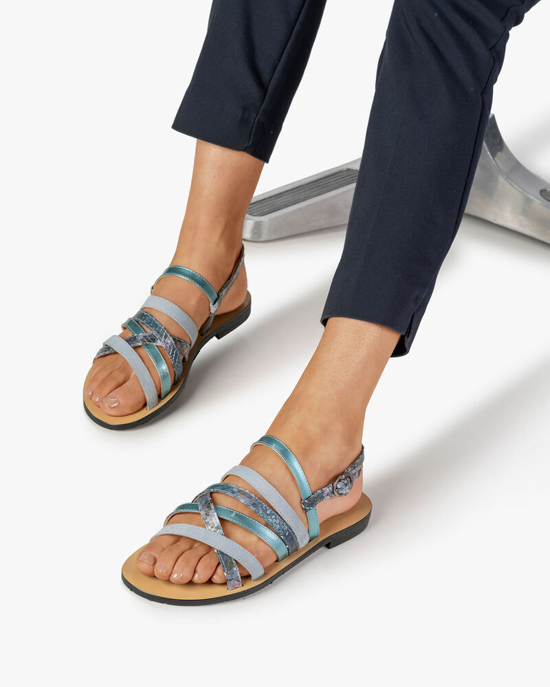 Sandal printed leather blue
