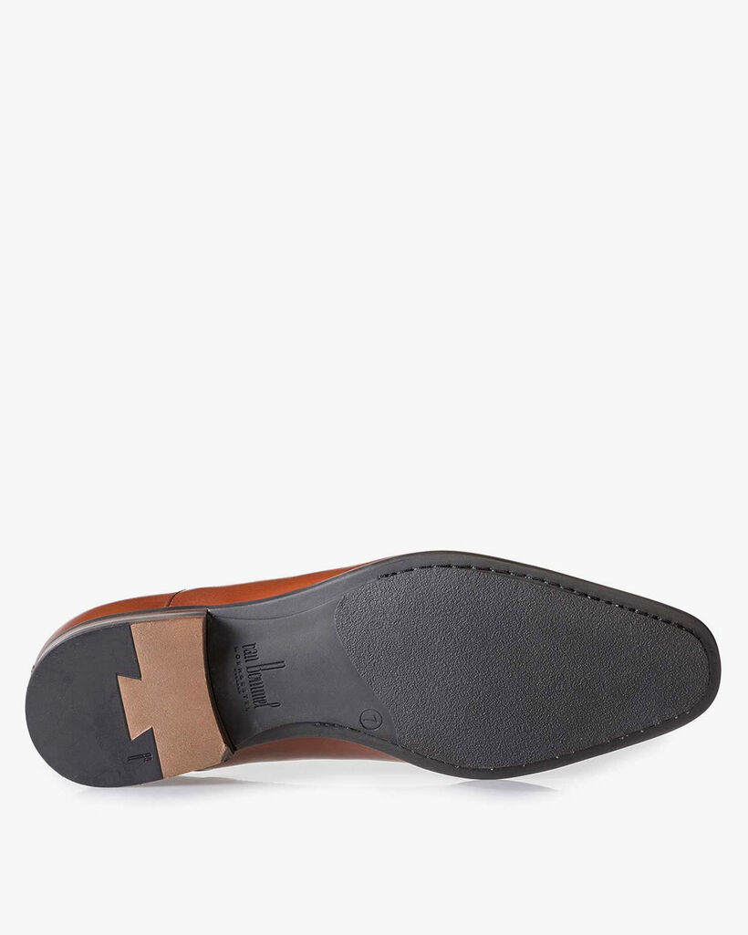 Kalfsleren veterschoen cognac