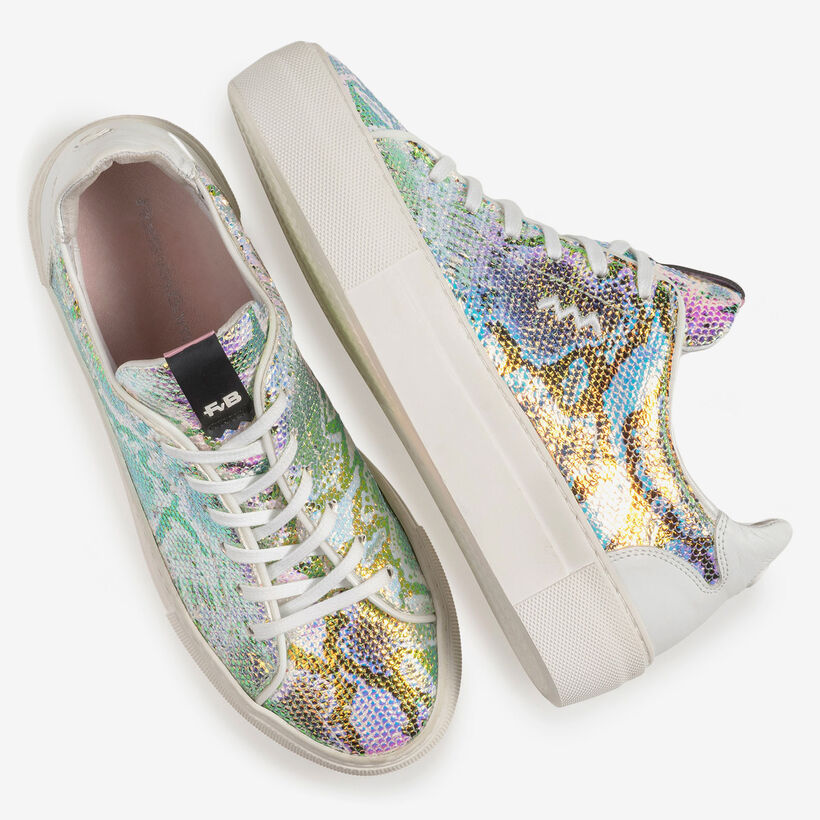 Sneaker met groen/gouden metallicprint