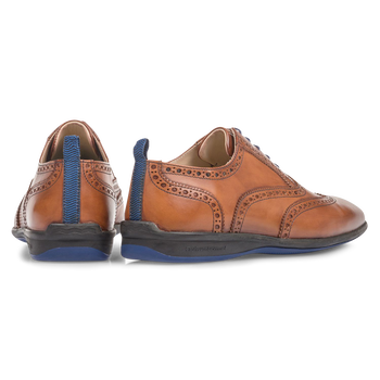 Kalfsleren veterschoen donker cognac