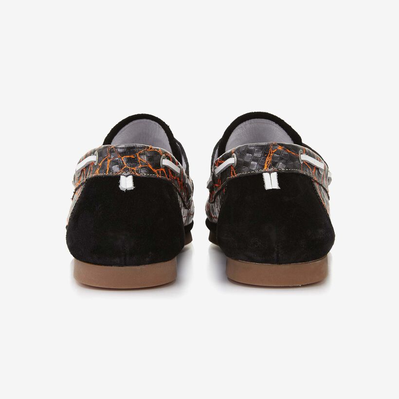 Floris van Bommel zwarte crocoprint heren bootschoen