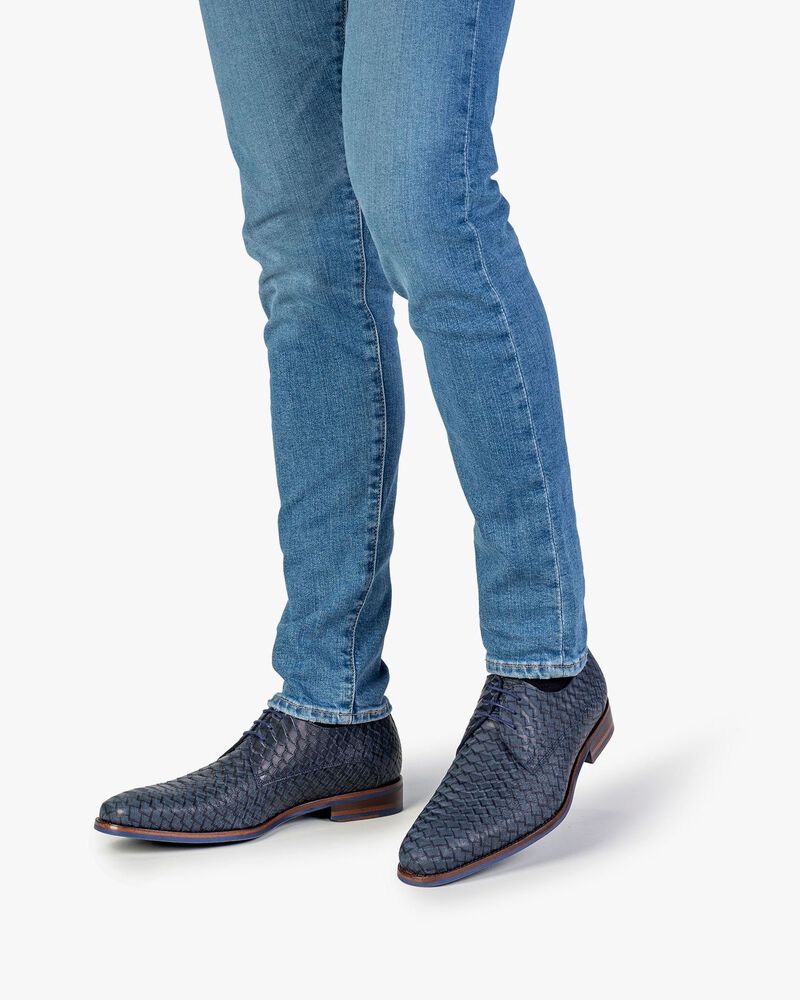 Veterschoen blauw nubuckleer