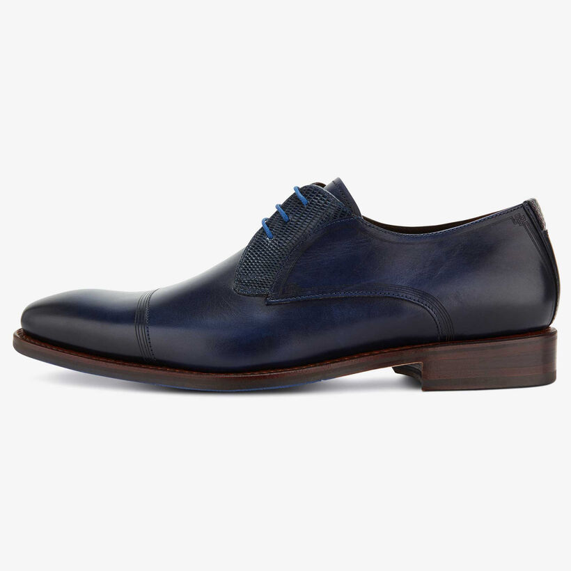 Floris van Bommel donkerblauwe leren heren veterschoen