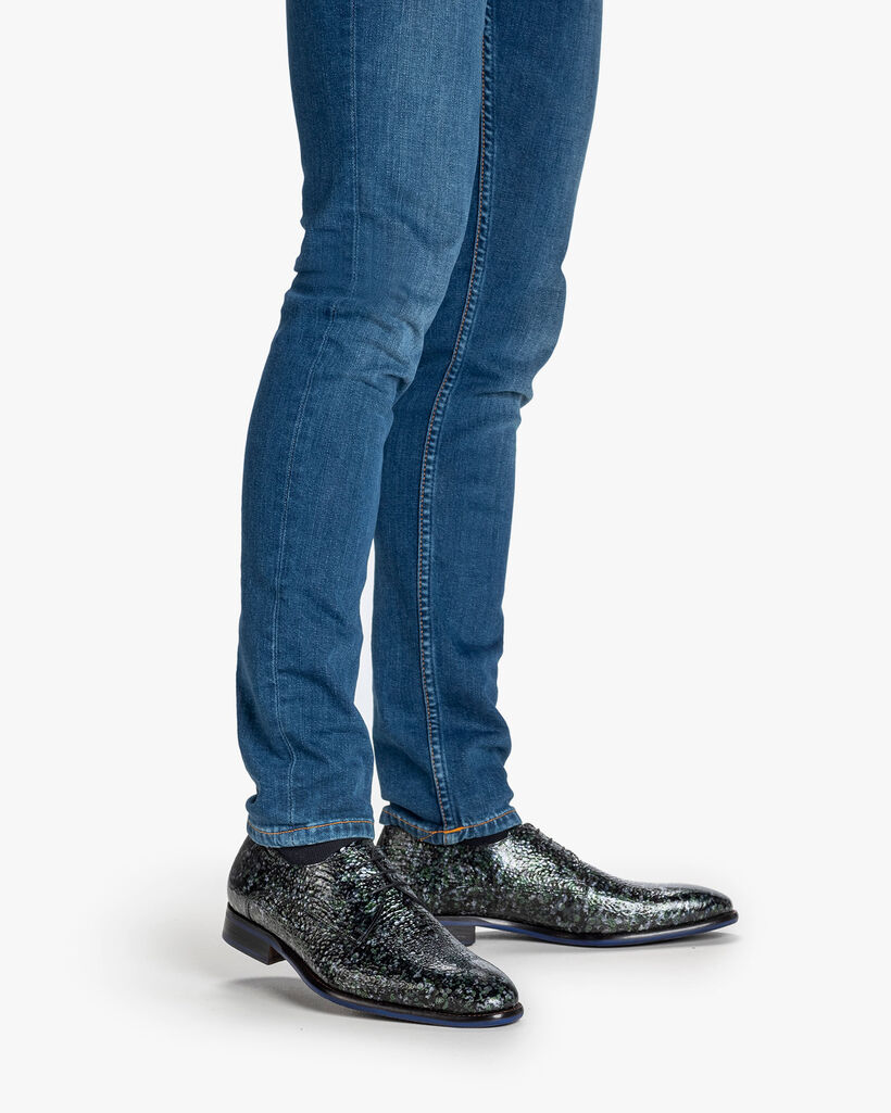 Veterschoen metallicprint groen